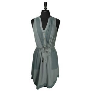 Maeve Anthropologie Paloma Dress Womens S Sage Green Pleated Drawstring Boho